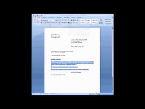 Ecrire une lettre sous WORD 2007