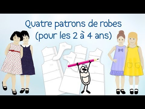 4 Patrons gratuits de robe Fillette 2 - 4 ans - Tuto patron couture fille gratuit (HD)